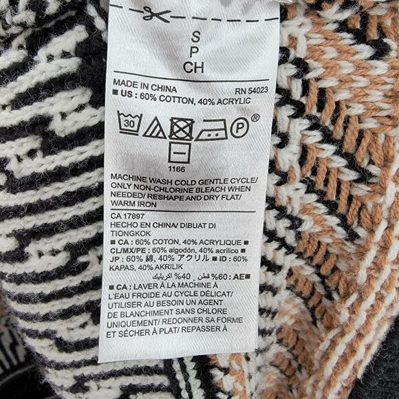 Old Navy Cardigan Women's Size Small Open Front Knit Aztec Geo Brown Black White - Picture 5 of 7